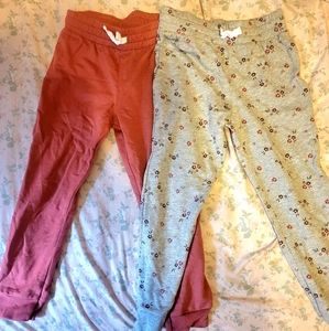 2 of kids simple joy's by carter's sweat pants,size 6,red& flower print